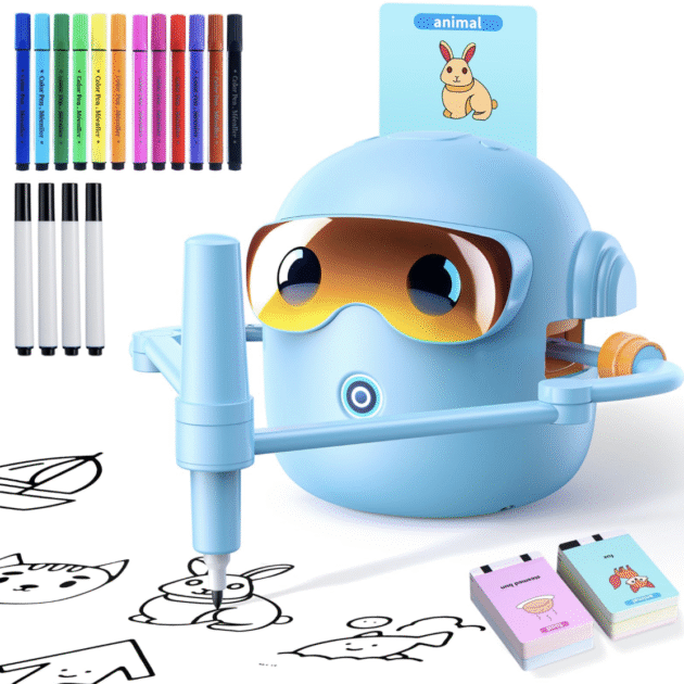 Drawing Robot for Kids Montessori Painting Toys for 3 4 5 6 7 8 Year Old, Voice Interactive Educational Drawing Machine with 100 Cards,16 Colorful Pens & Music-Gift for Boys Girls