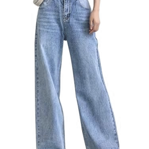HDLTE Baggy Stretchy Jeans for Women High Waisted Trendy Wide Leg Jeans Boyfriend Denim Pants with Patch Pockets