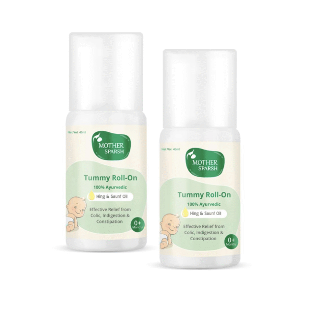 Mother Sparsh Tummy Roll On for Baby, Colic Relief and Digestion, Ayurvedic, Hing & Saunf, 40ml (Pack of 2)
